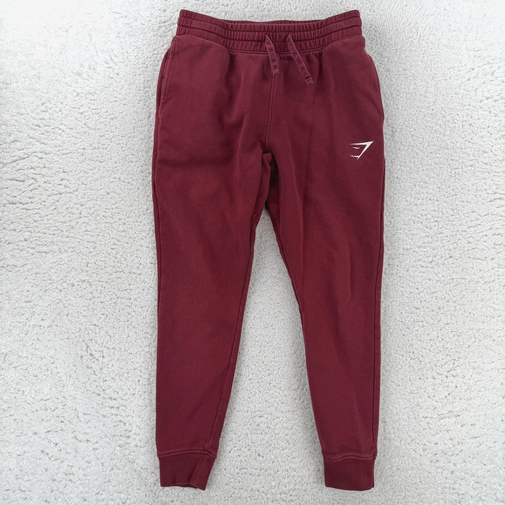 Gymshark Mens Small Red Fleece Jogger Pants GMBT3980-CLR Slim Tapered Sweatpants